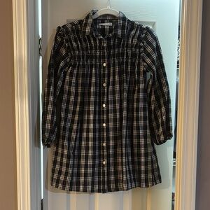 Zara Kids Black and White Plaid Button Down Dress